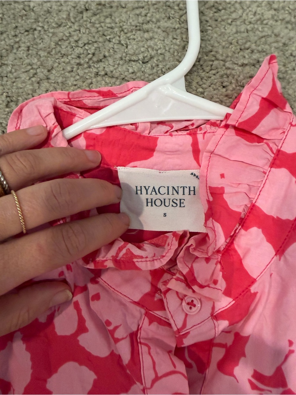 Hyacinth House Pink Textured Floral Ruffle Collar Louisa Maxi Dress - Picture 2 of 2